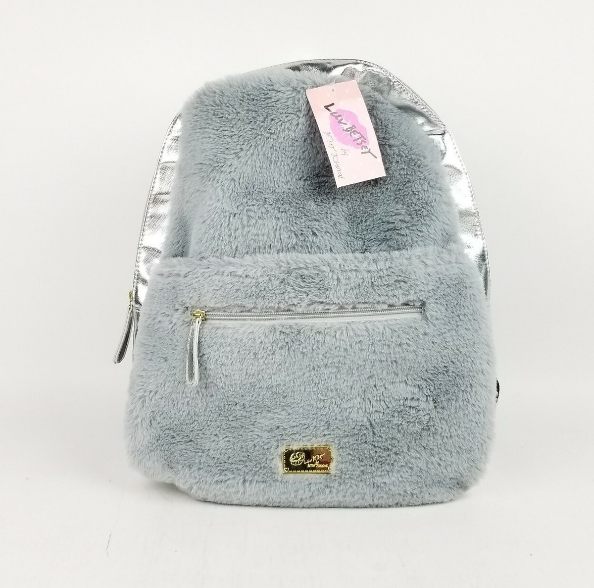 Luv Betsey Johnson Grey Plush Hooded Backpack Koala Bear 