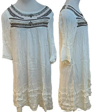 Free People Dress PULLOVER  WHITE  SZ  L EMBELLISHED  COLLAR