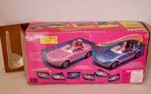 Mattel Barbie vintage 1993 voiture Paint 'N Dazzle avec 5 recharges RARE lunettes de soleil - Photo 2/6
