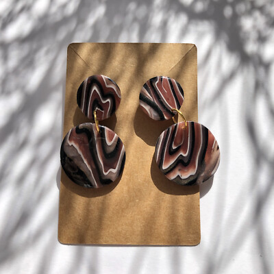 Handgefertigte einzigartige Polymer Clay Ohrringe - durchbohrte Ohren