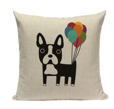 Boston Terrier B13 Cushion Pillow Cover Balloons Rainbow Equality French Bulldog