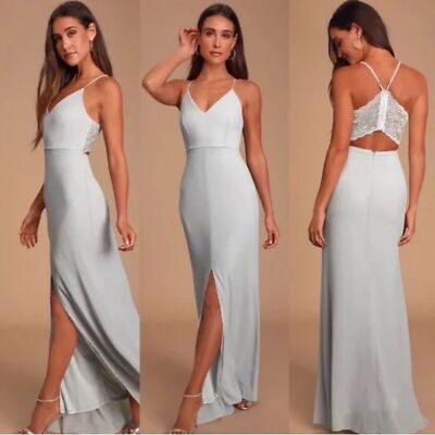 Lulus Story of a Starry Night Backless Lace Maxi Dress Size M NWT