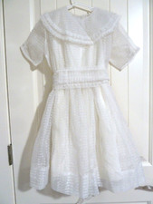 Vintage 50s Organza Girls Party Dress w Taffeta slip Big bow in Back Beautiful
