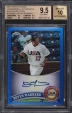 2011 TOPPS CHROME USA BLUE REFRACTOR DEVEN MARRERO RC AUTO /99 #USABB13 BGS 9.5