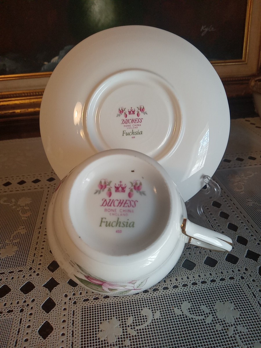 Vintage Duchess Bone China England 'Fuchsia' Tea Cup And Saucer