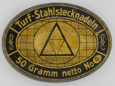 Turf Stahlstecknadeln Blechdose/Dose (Oval: 8x6 cm, H&ouml;he: 1,9 cm)