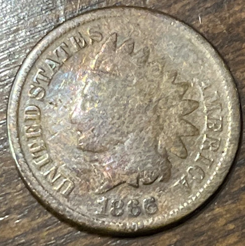 1866 Indian Head Penny (Good Details, Cleaned)