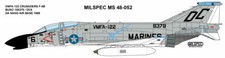 CAM DECALS AKA MILSPEC, MS 48-052, 1/48 SCALE, F-4B, VMFA-122 CRUSADERS