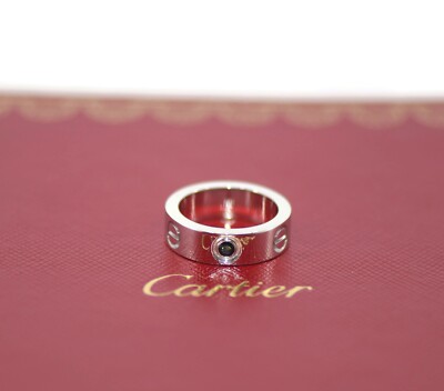 Cartier 18K White Gold Black Sapphire Love Ring Size 47