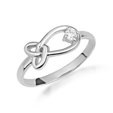 .925 Sterling Silver Cubic Zirconia Love Knot Ring