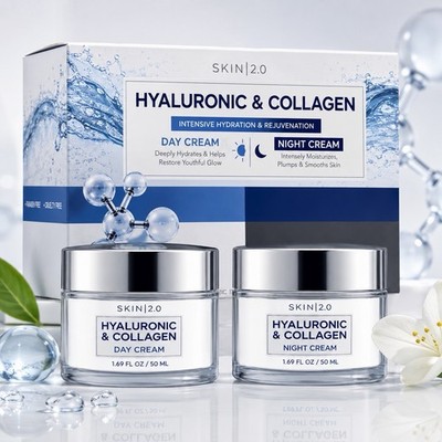 Skin 2.0 Hyaluronic Acid Collagen - Day Night Cream Set - 2x50ml - Anti Aging