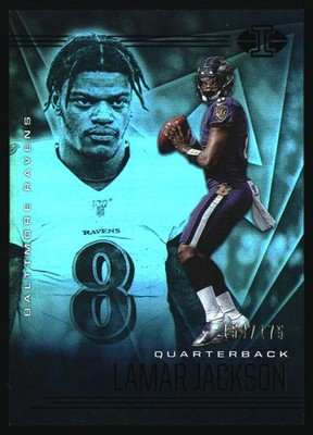 2020 Panini Illusions #3 Lamar Jackson Trophy Collection Teal #/175 Ravens