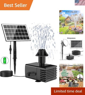 Versatile Solar Fountain with 7 Nozzles & Cloudy Day Operation   2000mAh Battery