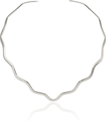 925 Sterling Silver 3mm Classic Wavy V Shape Collar Choker Collar Necklace