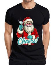 Santa Cheers! Cocktail Martini Christmas Party Vintage Mens T-Shirt