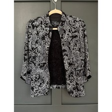 Alex Evenings Petite Floral Paisley Jacket LP Black Silver Formal Cover Up