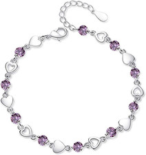 925 Sterling Silver Bracelet for Women, Love Heart Chain Bracelet Bangle