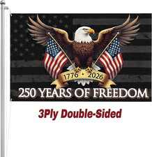 250 Anniversary USA Flag, 3X5 Ft 3-Layer Double-Sided Print  Fade Resistant  R