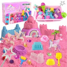 Unicorn Sensory Bin for Girl, Magic Sand Art Kit for Boys and Girl with Sandb...
