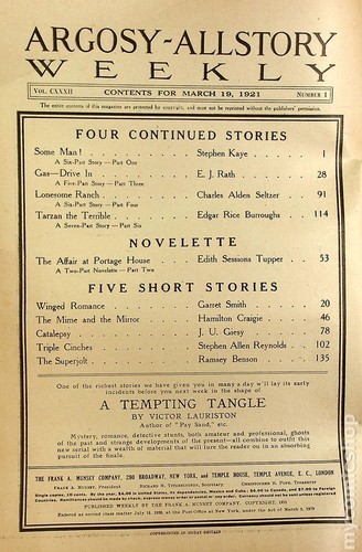 Argosy Part 3: Argosy All-Story Weekly Mar 19 1921 Vol. 132 #1 VG+ 4.5 - Picture 3 of 3