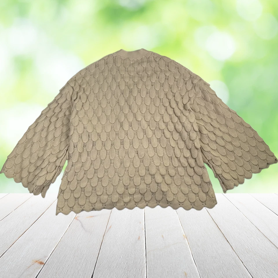 CATO Kimono Open Cardigan Womens 18/20W Sweater Scallop Knit Oversized Sweater - Image 2 of 4