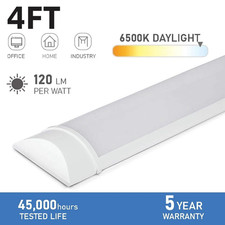 4FT LED Ceiling Lamp Office Strip Lights Shop Garage Batten Tube Light 6500K