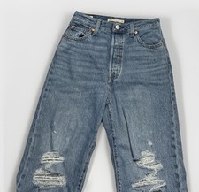 Women s Levis Premium Ribcage Straight Ankle Button Fly Sz 26 26x27 Button Fly