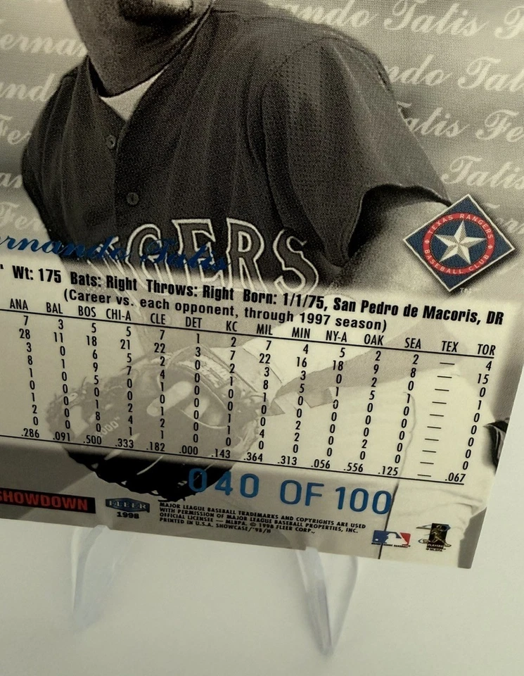 Flair Showcase Legacy Collection 1998 fila 1 asiento 27 Fernando Tatis Sr #40/100 Foto 3 de 4
