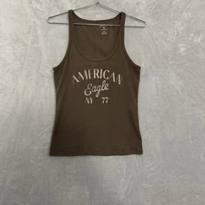American Eagle Scoop Neck Ribbed Chocolate  Brown Tank Women’s Large Y2k Style