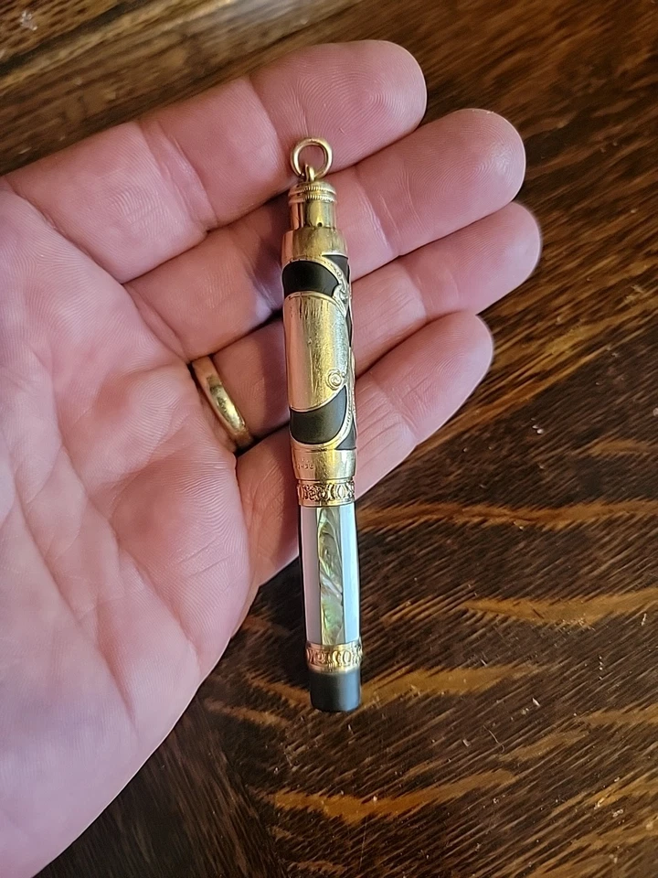 Pluma Estilográfica Colgante Madreperla Relleno Oro Pesado Parker Lucky Curve Rara Foto 2 de 4