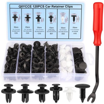 Tornillos De Plasticos Para Carros Autos Clips Remaches Plásticos120 Set Negro