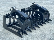 72" Root Rake Grapple Extreme Duty Dual Cylinder Attachment Fits Skid Steer