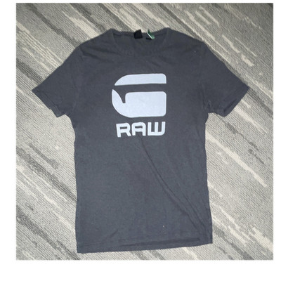 G-Star RAW Men's Charcoal Grey Logo Graphic Print Jersey T-Shirt Large