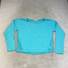 Aeropostale Womens Teal Lace Detail Long Sleeve Top XL Cotton Blend NWT