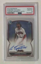 2023 BOWMAN BASEBALL AMBIORIS TAVAREZ CHROME AUTO #CPA-AT 1ST PROSPECT PSA 10