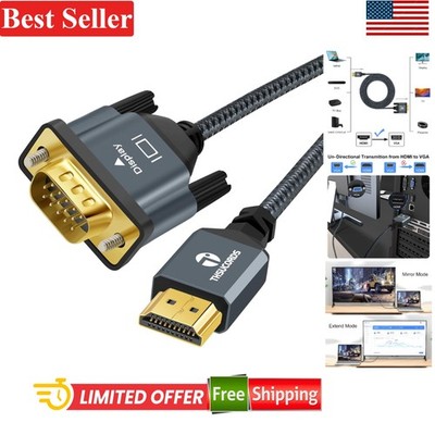 High-Definition HDMI to VGA Cable 3.3FT - Gold Plated & Braided for Stability