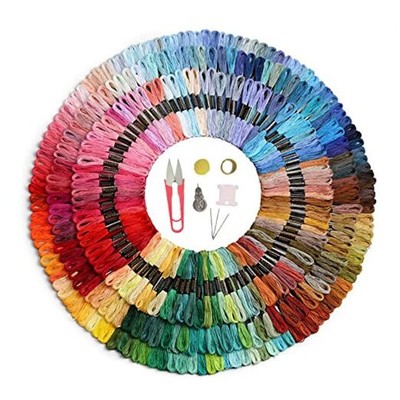  100 Pcs Embroidery Threads Rainbow Embroidery Floss Cross 100 color+tool