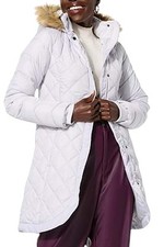 Sporto Women's Tulip Quilted Water-Resistant Parka Coat White