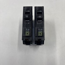 Square D QO115 15A 1-Pole Circuit Breaker Plug-On UL Listed NEW LOT OF 2