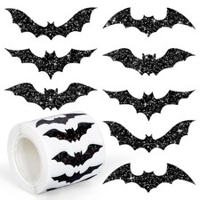 Whaline Halloween Bats Stickers Roll Black Shape 1.5 inch,