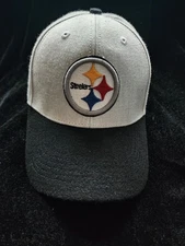 Steelers Gray Black Baseball Hat Cap '47 Brand Pittsburgh Logo Great Condition