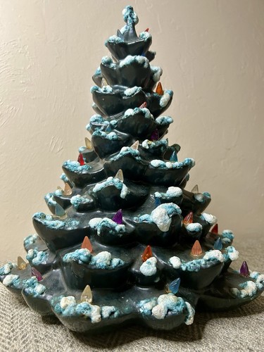 Vintage Keramik Holland Form groß 15" Weihnachtsbaum mit Schnee - Bild 1 von 5