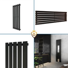 Designer Radiators Black Vertical Horizontal Slim Flat Panel "King" Heaters