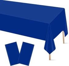 2 Pcs Royal Blue Plastic Tablecloth for Rectangle Table, 54 × 108 Inches Disposa