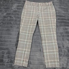 Old Navy High Rise Pixie Ankle Pants Houndstooth Plaid Blue Teal Size 12 14556
