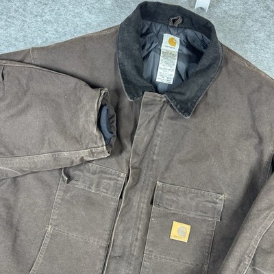 Vintage Carhartt C26 CHT Jacket Chore Duck Canvas Quilt Lined Brown Mens 4XL