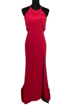 Sherri Hill women’s Red Mermaid Bodycon high neck long maxi dress Size 10 party