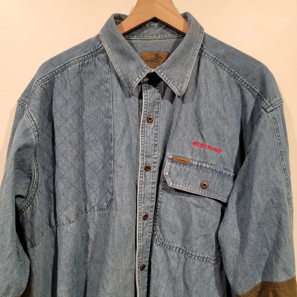 Camisa vaquera Winchester Apparel para hombre 2XL color en contraste banda para el brazo Foto 3 de 4