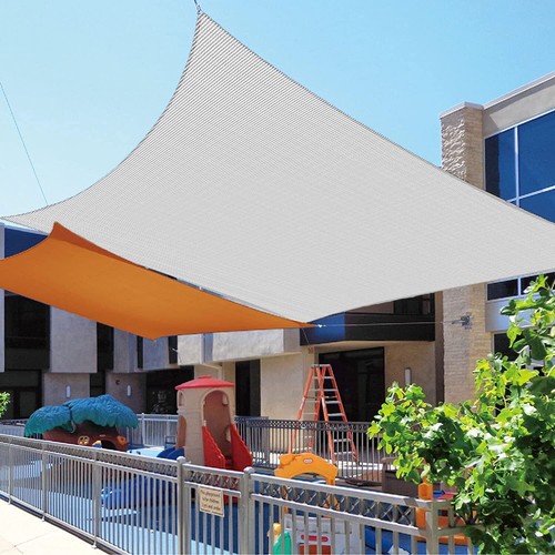 Rectangle Sun Shade Sail Gray Awning Cover Canopy Custom Size 5' to 24' W/8''Kit - Picture 15 of 15