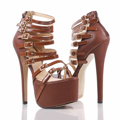 Brown Color Sexy Prom Praty Strappy Stilettos Womens 6.5